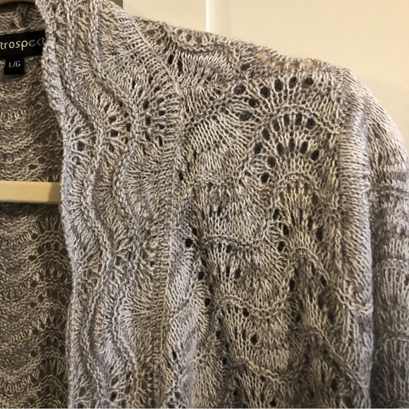 Introspect Light Grey/White Cardigan NWOT - Picture 4 of 11